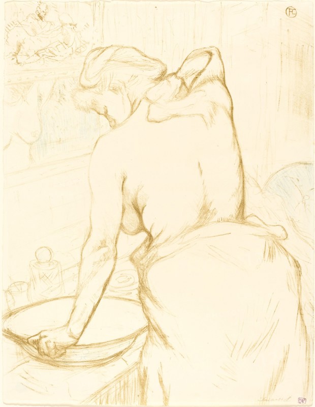 Woman Washing Herself (Femme qui se lave), 1896. Observations of daily life inside a Parisian brothel where Lautrec resided.