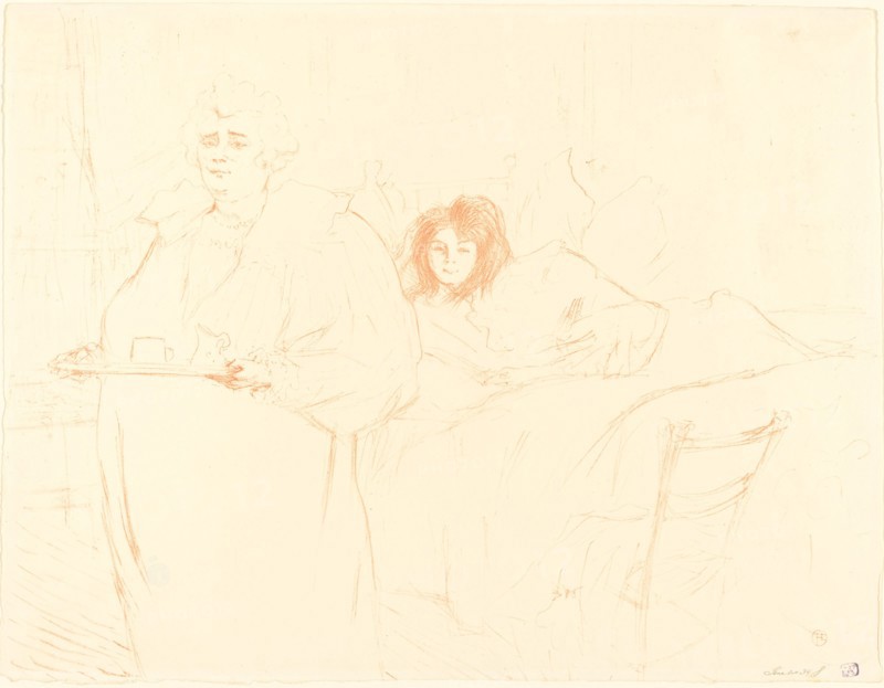 Woman with a Tray (Femme au plateau), 1896. Observations of daily life inside a Parisian brothel where Lautrec resided.