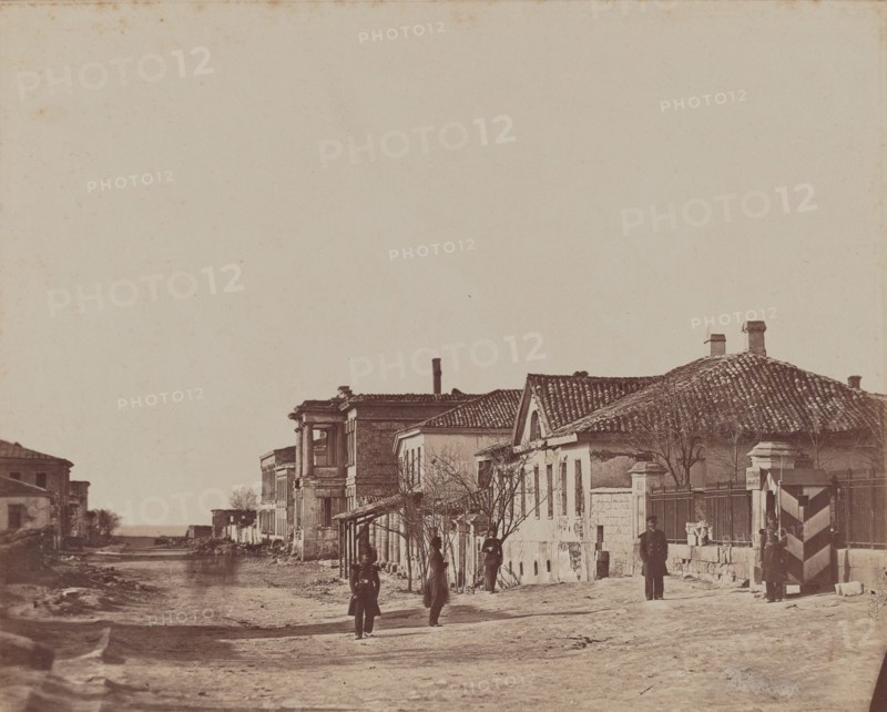 View of Street with Soldiers, 1855-1856.