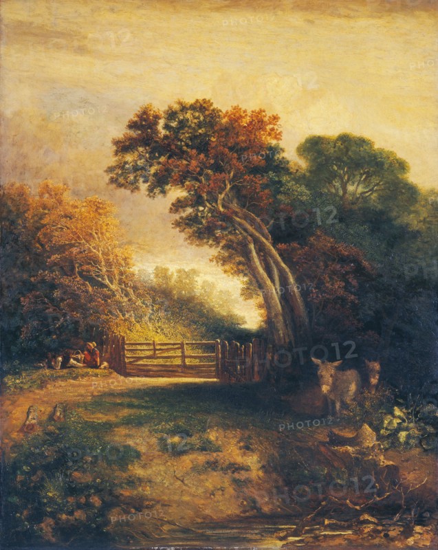 Landscape with Picnickers and Donkeys by a Gate, c. 1830-1880.