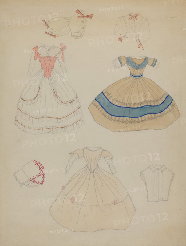 Doll and Wardrobe, c. 1936.