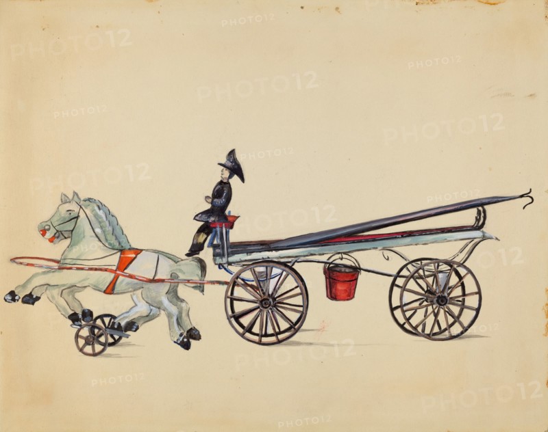 Toy Hook and Ladder, with Two Horses, c. 1936.