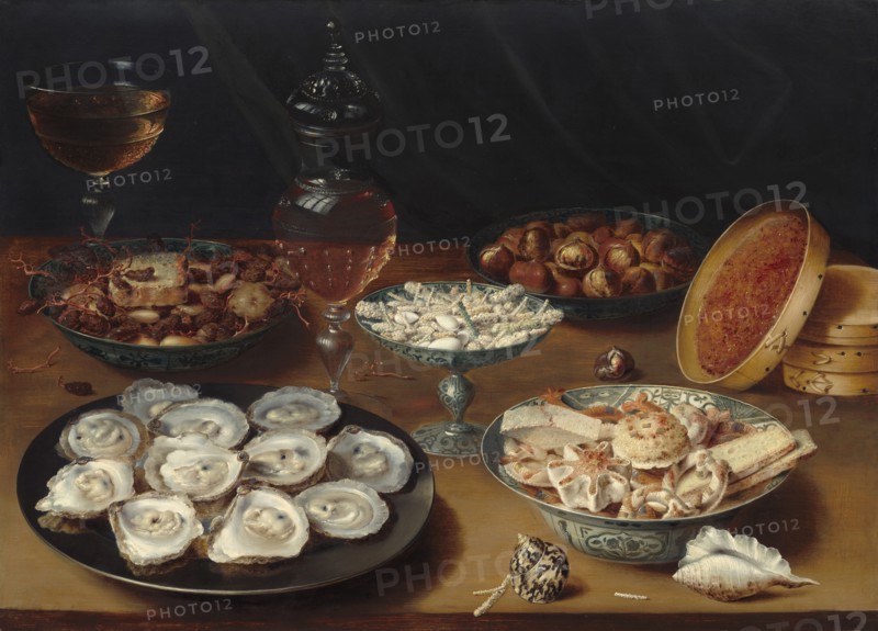 Dishes with Oysters, Fruit, and Wine, c. 1620/1625.