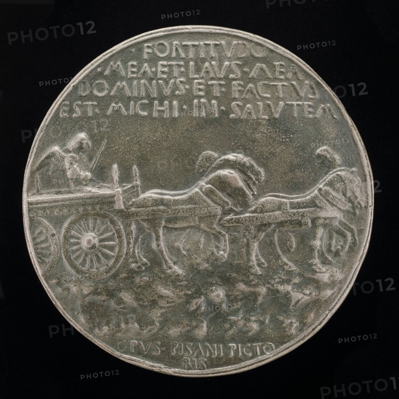 Angel in a Car Drawn by Horses [reverse], c. 1449.