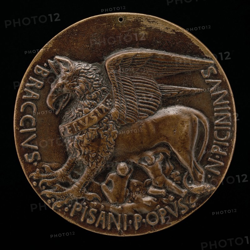 The She-Griffin of Perugia Suckling Two Infants [reverse], c. 1441.