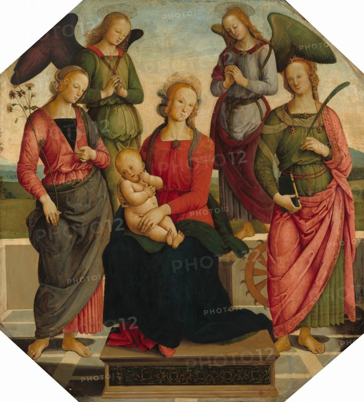 Madonna and Child with Two Angels, Saint Rose, and Saint Catherine of Alexandria, early 16th century.