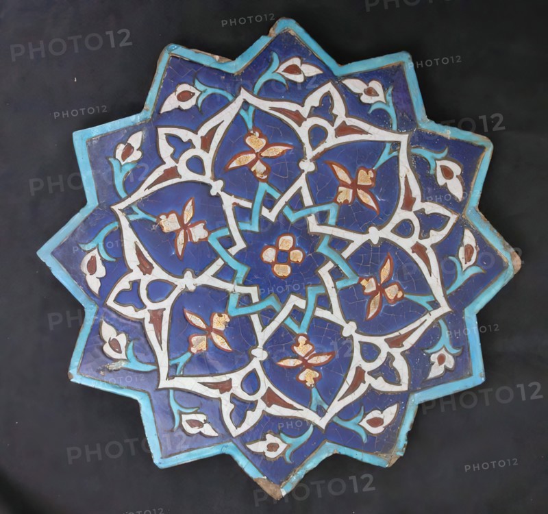 Twelve-Pointed Star-Shaped Tile, Iran, dated A.H. 846/ A.D. 1442-43.