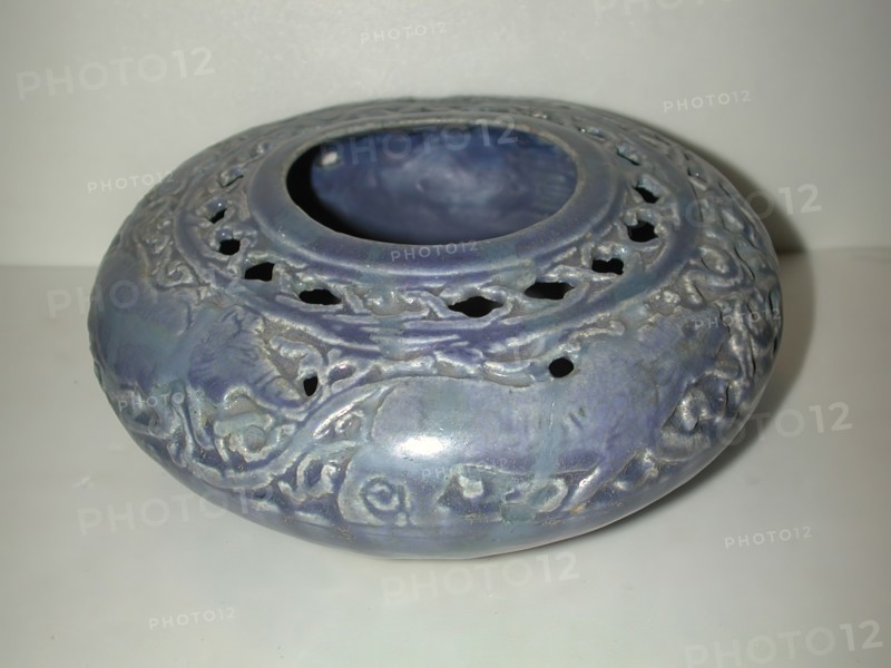 Pierced Blue Pot with Animals and Vegetal Scroll, Iran, last quarter 11th or 12th century.