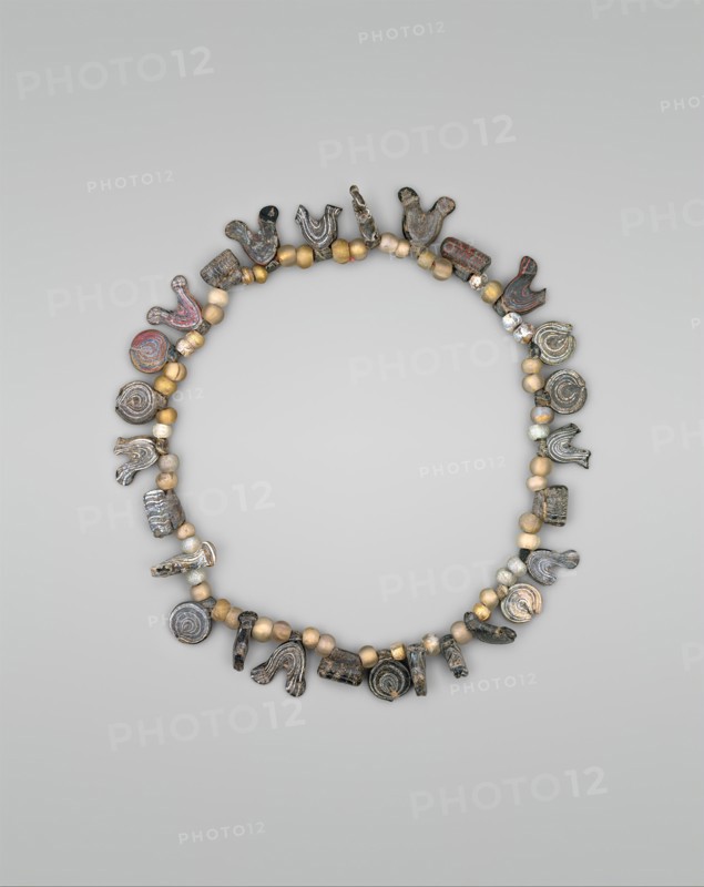 Necklace with Bird, Circle and Cylinder Beads, Iran, 11th-12th century.