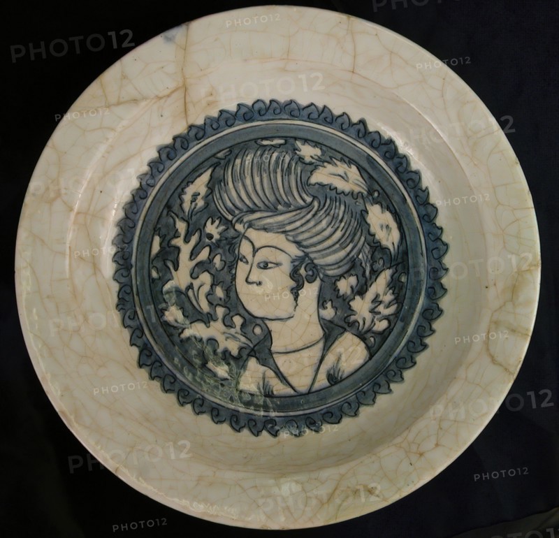 Dish with a Portrait of a Man, Northwestern Iran, 17th century.