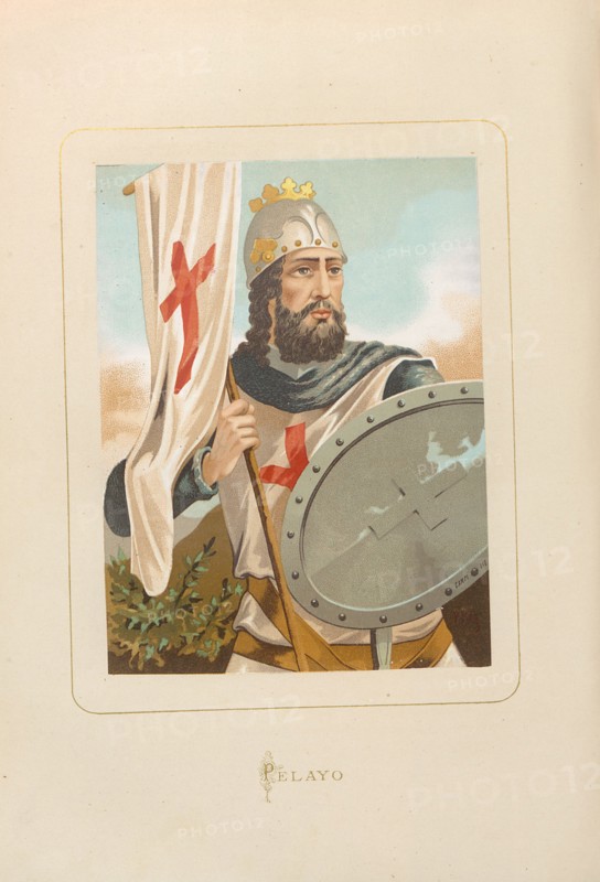 Pelagius of Asturias. From: Hombres y mujeres ce?lebres de todos los tiempos by Juan Landa, 1875-1877. Private Collection.