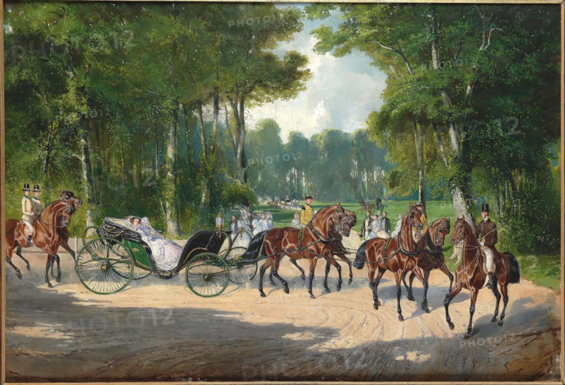 Empress Elisabeth in a carriage in Vienna's Prater, ca 1860. Private Collection.