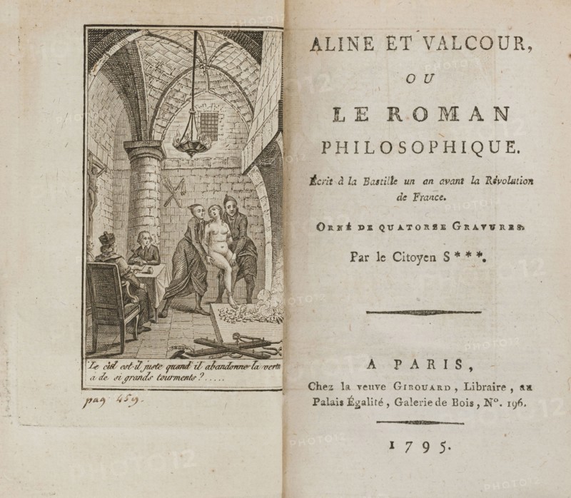 Aline et Valcour ou, Le Roman philosophique by Marquis de Sade, 1795. Private Collection.