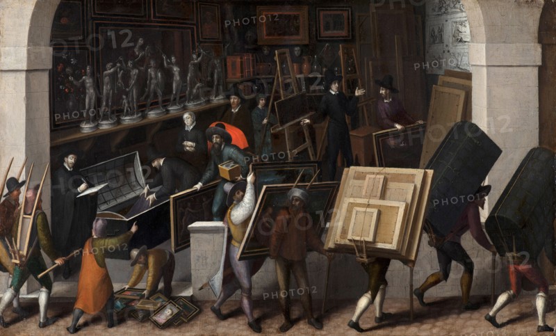 The Confiscation of the Contents of a Painter's Studio, ca 1590. Found in the collection of The Mauritshuis, The Hague.