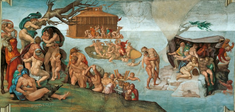 The Deluge (Sistine Chapel ceiling in the Vatican), 1508-1512. Found in the collection of The Sistine Chapel, Vatican.