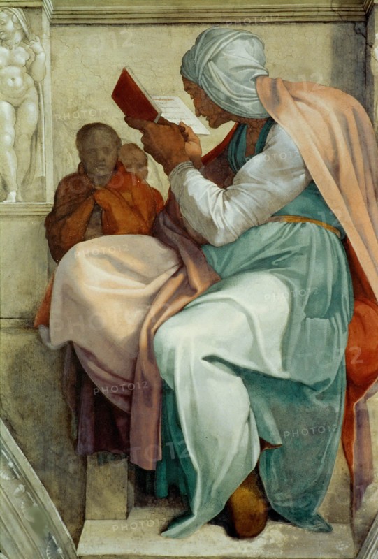 Prophets and Sibyls: Persian Sibyl (Sistine Chapel ceiling in the Vatican), 1508-1512. Found in the collection of The Sistine Chapel, Vatican.