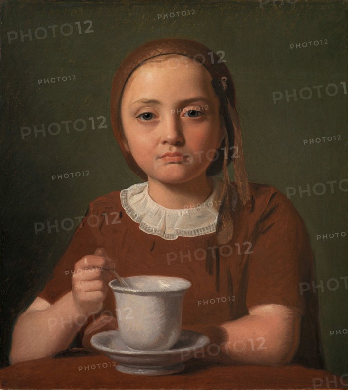 Little Girl, Elise Købke, with a Cup in front of her, 1850. Found in the collection of Statens Museum for Kunst, Copenhagen.