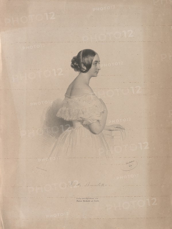 Portrait of the Opera singer Marietta Brambilla (1807-1875), 1839. Private Collection.