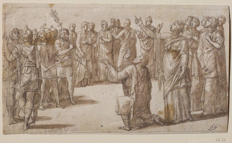 Augustus and the Tiburtine Sibyl, ca 1547. Found in the collection of Szepmuveszeti Muzeum, Budapest.
