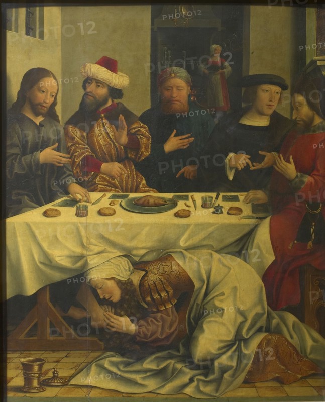Christ at the house of Simon the Pharisee, ca 1510-1520. Found in the collection of Szepmuveszeti Muzeum, Budapest.