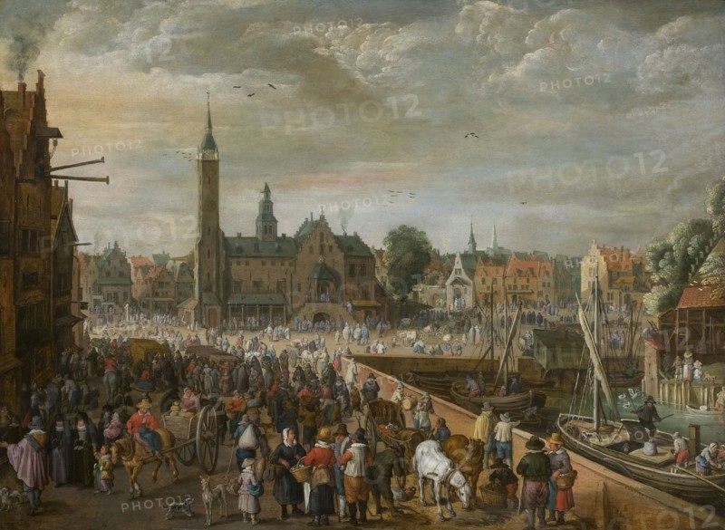 View of the Grote Markt in Lier, Early 17th cen. Found in the collection of Stedelijk Museum Wuyts-Van Campen en Baron Caroly, Lier.