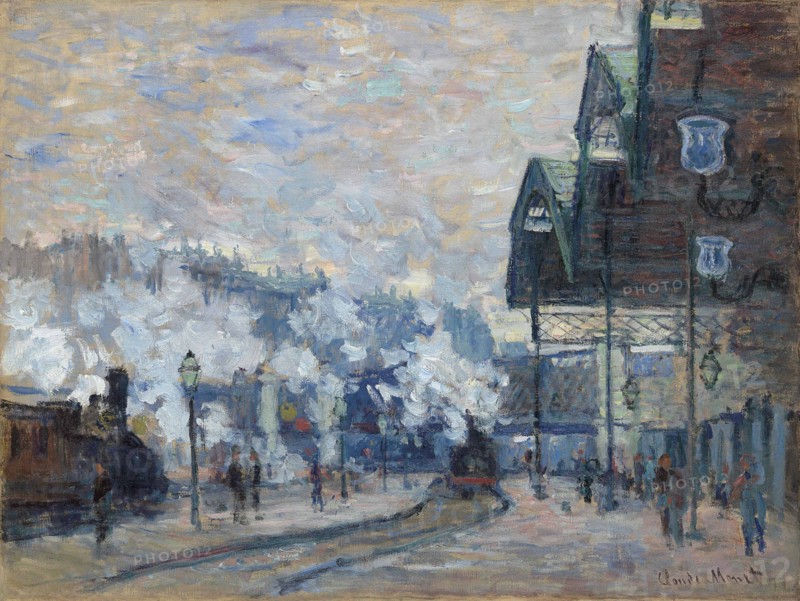La Gare Saint-Lazare, vue extérieure , 1877. Private Collection.