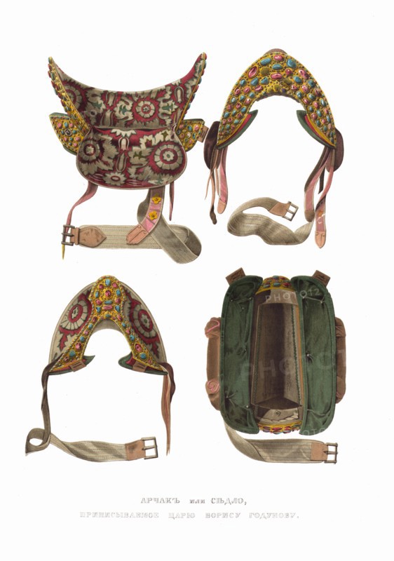 Saddle of Tsar Boris Godunov. From the Antiquities of the Russian State, 1849-1853. Private Collection.