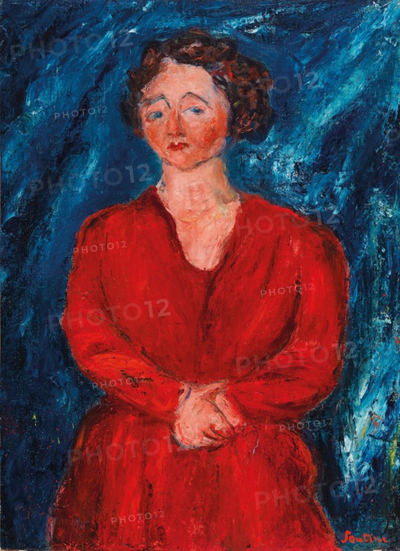 La Femme en rouge au fond bleu, ca 1928. Private Collection.