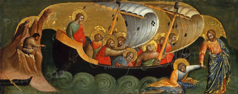 Christ Rescuing Peter from Drowning (Predella Panel), ca 1370. Found in the collection of Staatliche Museen, Berlin.
