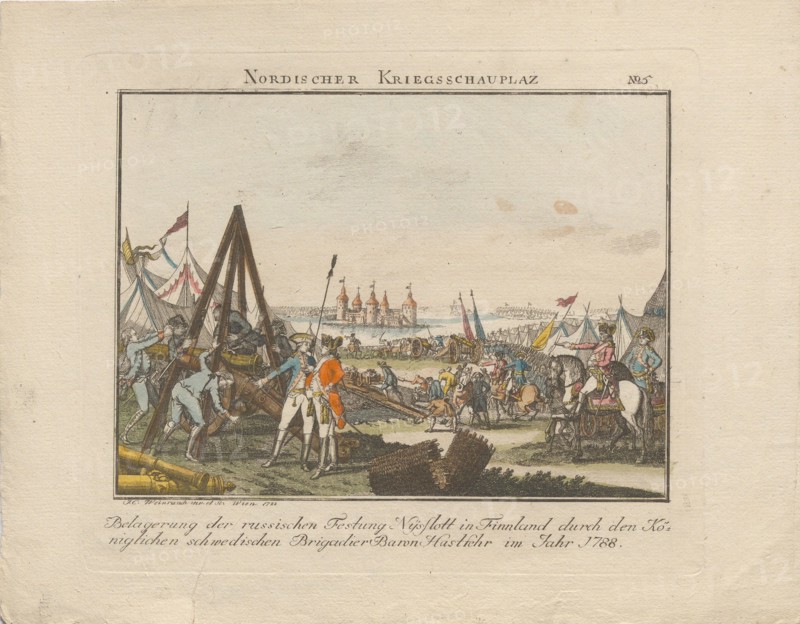 Siege of the Russian fortress Nyslott in Finland, 1788. Private Collection.