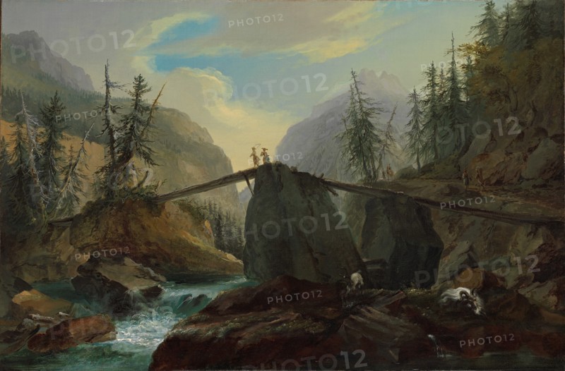 Wooden footbridge over the Lütschine near Gsteig, 1774. Found in the collection of Kunst Museum Winterthur.