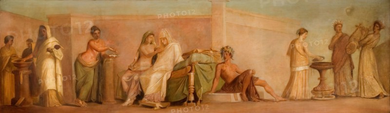 A Copy Of The Aldobrandini Marriage, 1838. A copy of an Ancient Roman fresco on display in the Vatican.