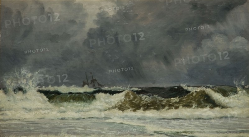 Rough Weather - The Coast Of Jutland, 1884. Sir Whitworth Wallis was the first Director of Birmingham Museum and Art Gallery from 1885.