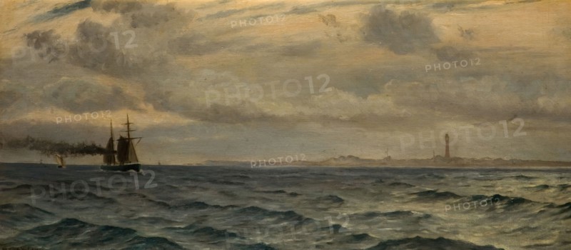 Off The Skagerrak, 1884. Whitworth Wallis was the first director of Birmingham Museum & Art Gallery. The Skagerrak is a strait between Norway, Sweden, and Denmark, connecting the North Sea and the Kattegat sea area, which leads to the Baltic Sea.