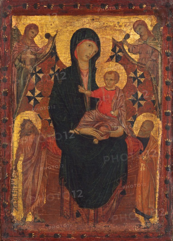 Madonna and Child with Saint John the Baptist, Saint Peter, and Two Angels, c. 1290.