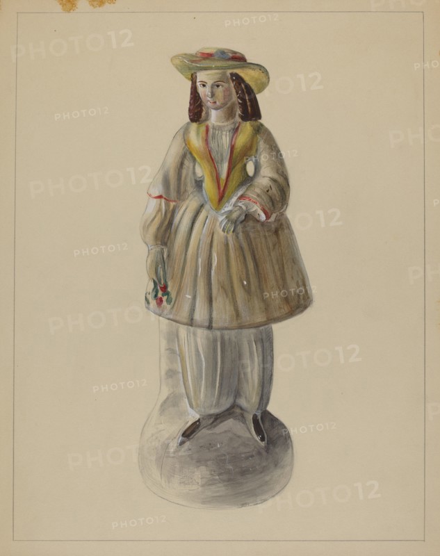 Pa. German Chalkware Bloomer Girl, c. 1936. Creator: Mina Lowry.