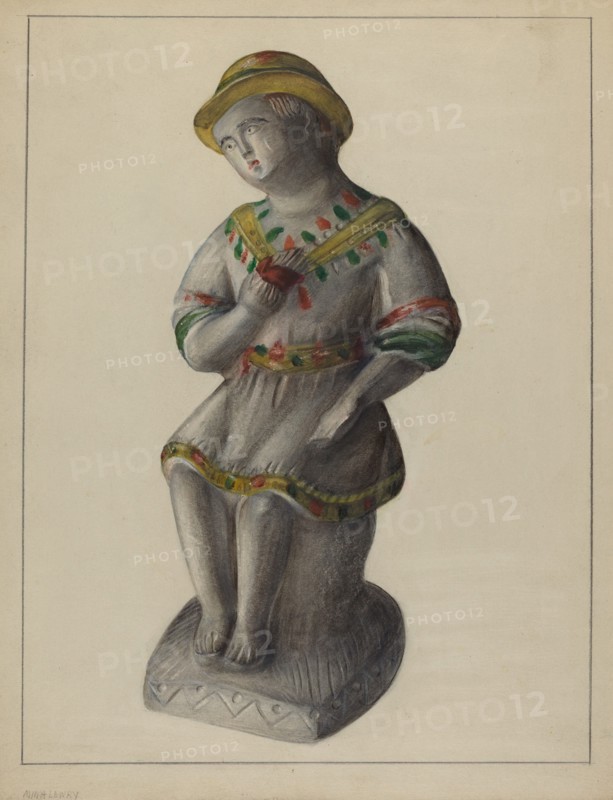 Pa. German Chalkware Shepherd Boy, c. 1937. Creator: Mina Lowry.