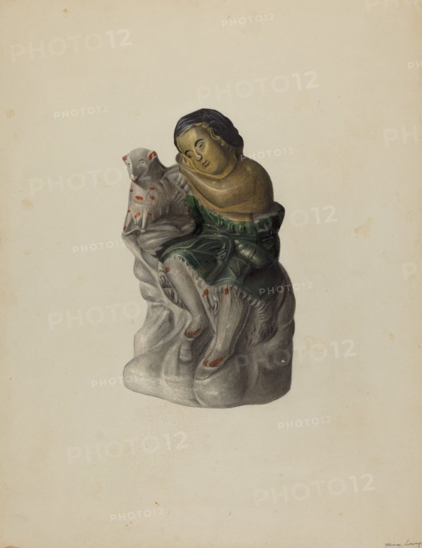 Pa. German Chalkware Mary and Her Lamb, c. 1939. Creator: Mina Lowry.
