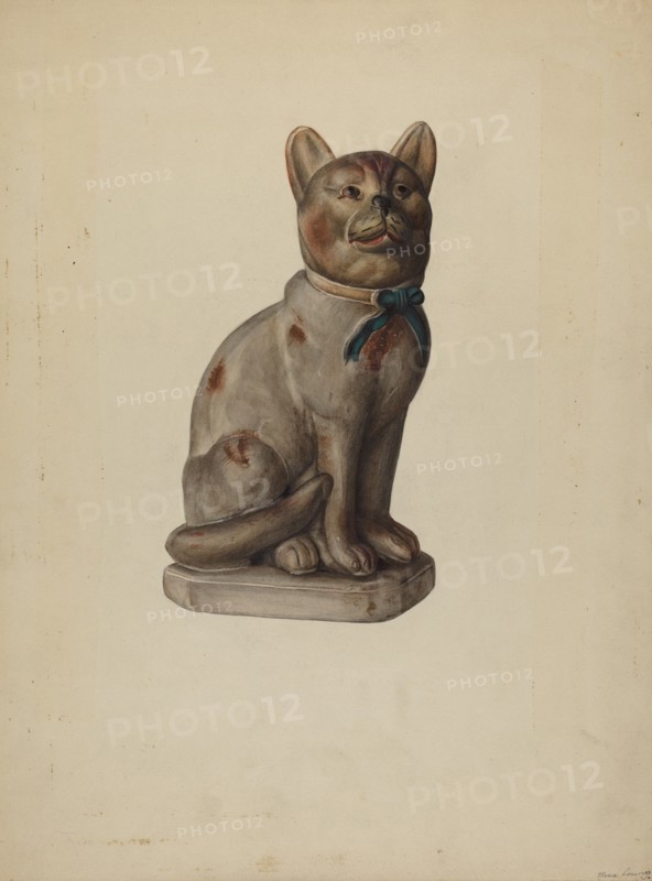 Pa. German Chalkware Cat, c. 1938. Creator: Mina Lowry.