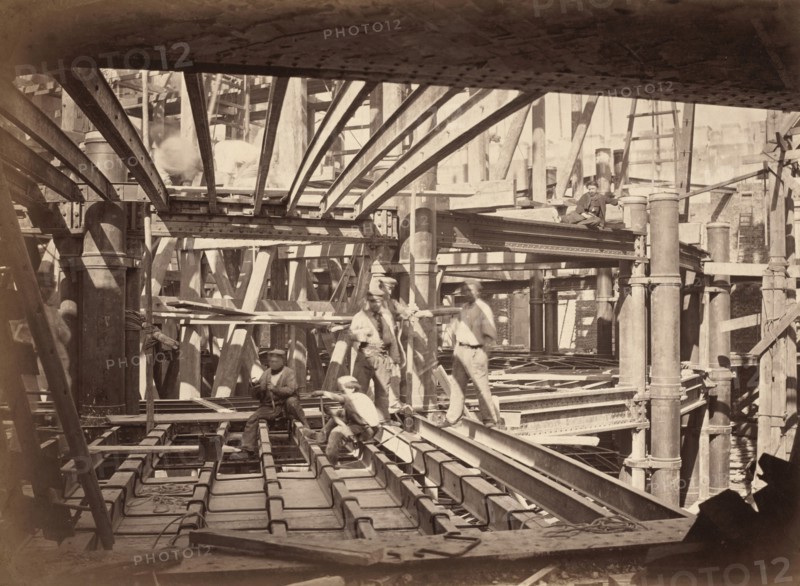 Workers on Girders of Auditorium, New Paris Opera, c. 1867.