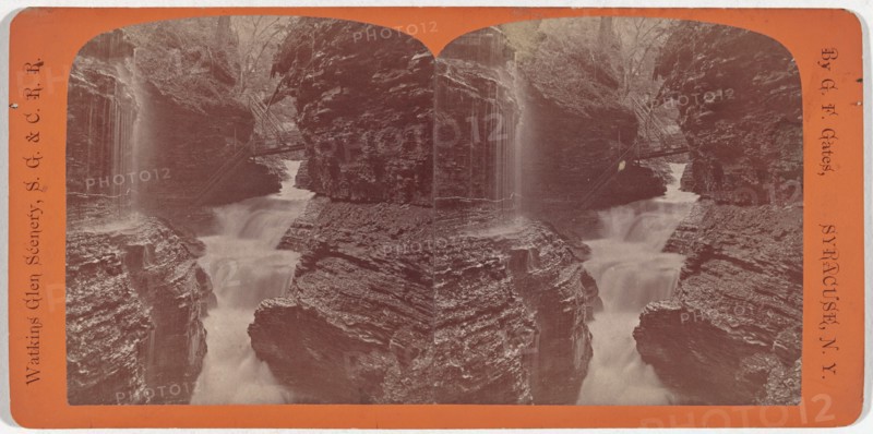 Watkins Glen Scenery, Rainbow Falls and Triple Cascades, c. 1860.