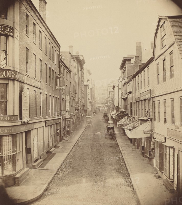 School Street, Boston, 1850s.