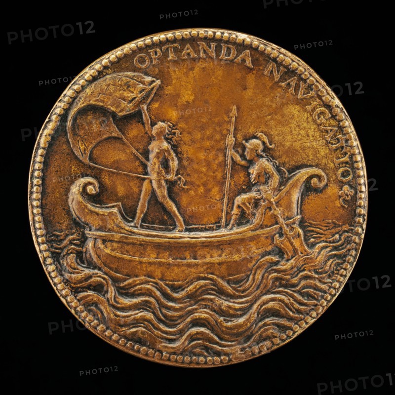 Fortune Holding a Sail, and Helmeted Woman [reverse], 1556.