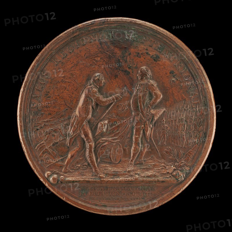 General Burgoyne Surrenders His Sword to General Gates at Saratoga [reverse], 1787.