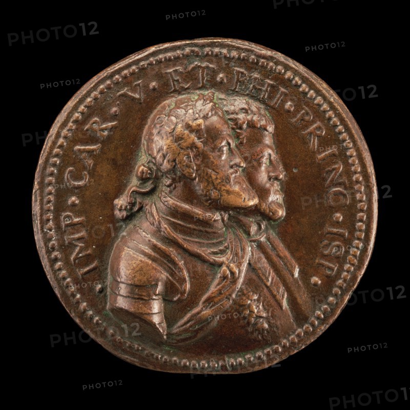 Charles V, King of Spain and Holy Roman Emperor, and Prince Philip of Spain [obverse], 1553.