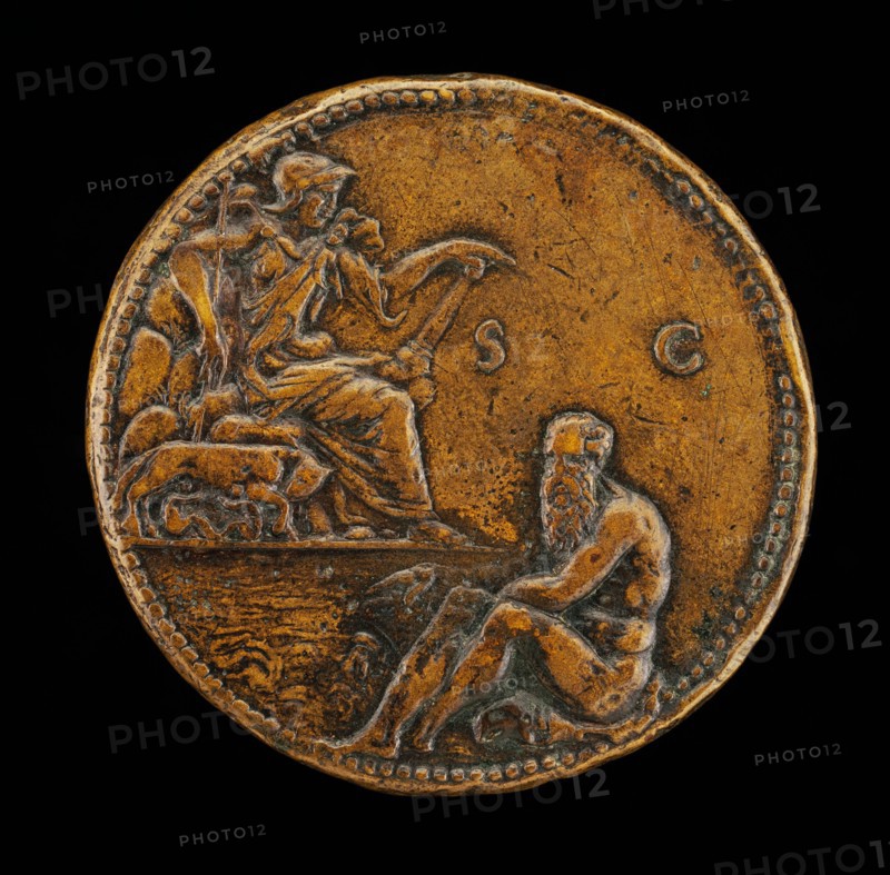 Roma with Wolf and Twins above the Tiber River [reverse], 1538.