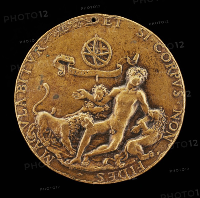 An Allegory of Faith: Lions Devouring a Nude Youth [obverse]. Attributed to Master IO.F.F.