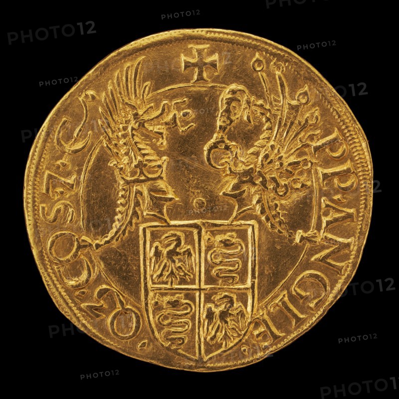 Shield with Two Crests [reverse], 16th century.