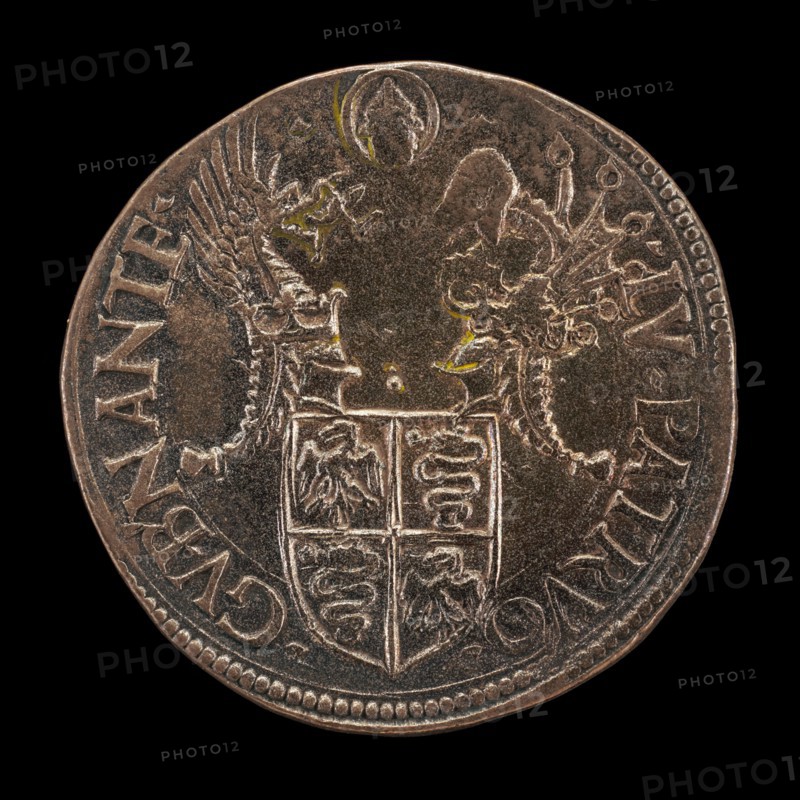 Shield with Two Crests [reverse], 16th century.