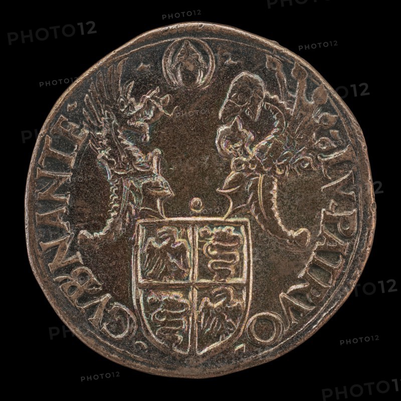 Shield with Two Crests [reverse], 16th century.